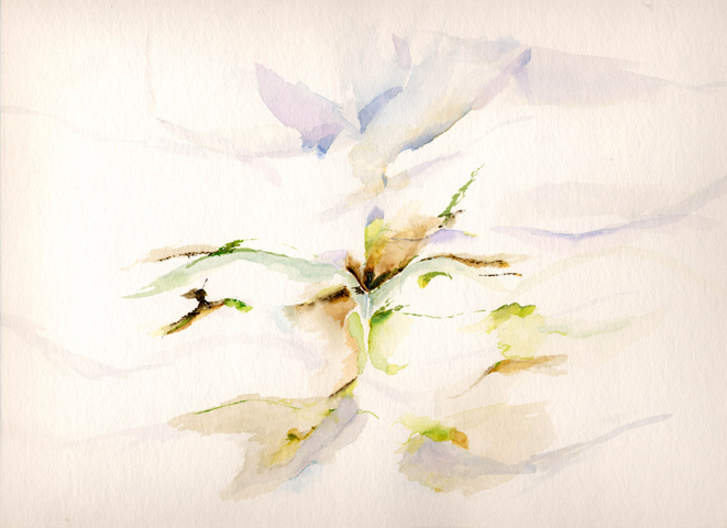 Kirsten K&ouml;tter, Painting Site-specific: 69° N / 27° O (Serie: NordNordOst), Berg bei Kevo, Finnland, 27.06.2003, ca. 8.00 - 9.00, Aquarell, 30 &times; 40 cm, Foto, Video, Text (12/36)