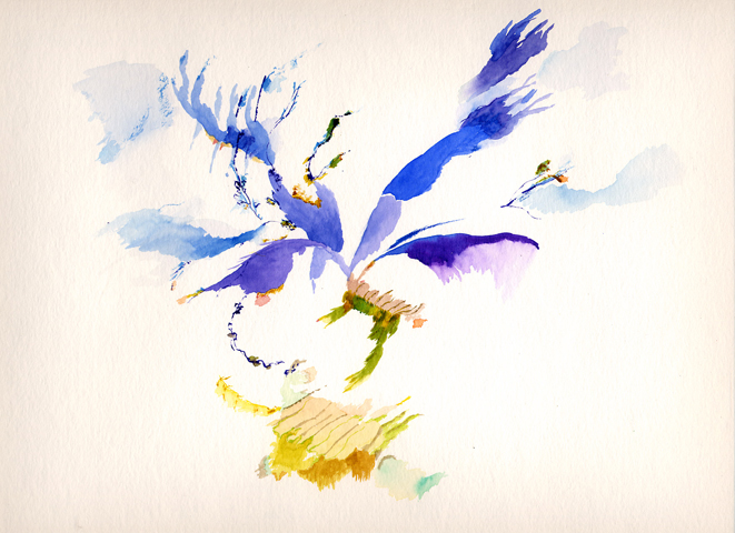 Auf der F&auml;hre - Kirsten K&ouml;tter, Painting Site-specific: 60° N / 24° O - 59° N / 25° O(NNO), Helsinki - Tallinn (Estland), 06.07.2003, 8.30 - 10.00, Aquarell, 30 &times; 40 cm, Text (25/36)