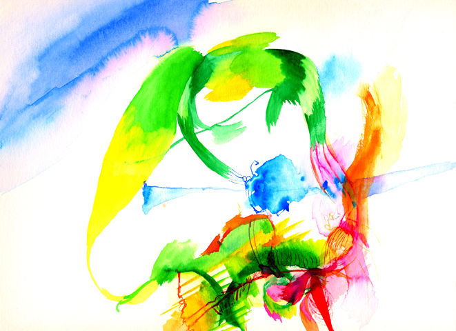 Kirsten K&ouml;tter: Site-specific painting, Malerei vor Ort, Sp&auml;tsommer 2003, Aquarell, 30 &times; 40 cm