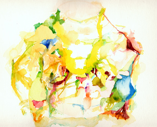 Painting Site-specific: Nordpark Frankfurt am Main, 05.07.04, Aquarell, 30 x 40 cm, Fotografie, Text, Karte - Kirsten K&ouml;tter, Malerei vor Ort