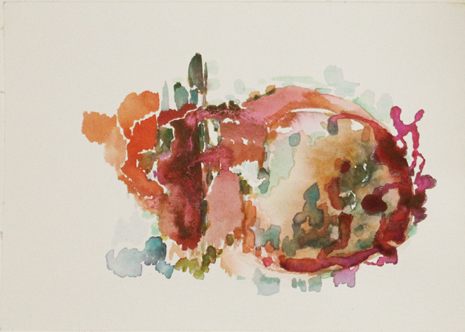 Kirsten K&ouml;tter: Rund, Site-specific Painting, 25.10.2013, Marie-Elisabeth-L&uuml;ders-Haus, Spree, Berlin, Aquarell, 17 x 24 cm, 52.520275° N / 13.377517° O