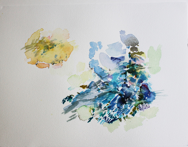 Painting Site Specific, Malerei vor Ort, Barri&egrave;re bei der Montagne Sainte-Victoire, 04.10.2013, 17.00, Aquarell, 24 &times; 32 cm