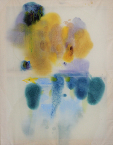 Kirsten K&ouml;tter: D&auml;mmerung am See (Detail, Ausschnitt), Site-specific painting, See im Taunus, N&auml;he Wingsbach (Taunusstein), 04.02.2014, ca. 17.30 - 18.30, 50.16769° N / 8.169147° O, &Ouml;l auf Nessel, 90 x 70 cm