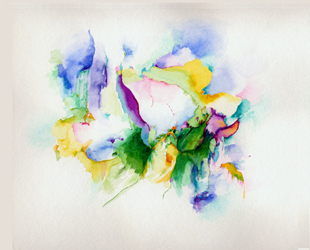 Site-specific painting von Kirsten K&ouml;tter: Most na Soci (Slowenien), Sommer 2004, Aquarell, 17 &times; 24 cm