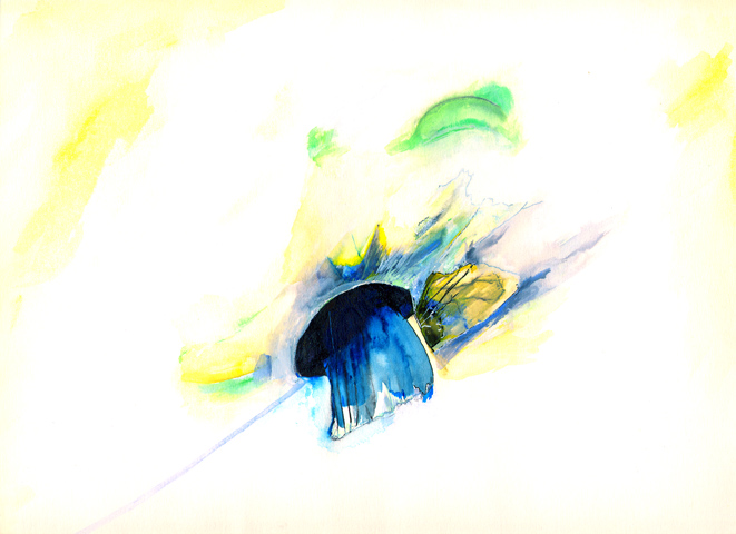 Kirsten K&ouml;tter: Site-specific painting, Malerei vor Ort, um 1991, Aquarell, 24 &times; 34 cm