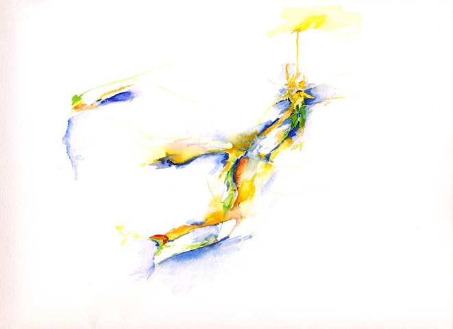 Kirsten K&ouml;tter: Site-specific painting, Malerei vor Ort, um 1992, Aquarell, 24 &times; 32 cm