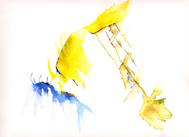 Kirsten K&ouml;tter: Site-specific painting, Malerei vor Ort, um 1994, Aquarell, 24 &times; 32 cm