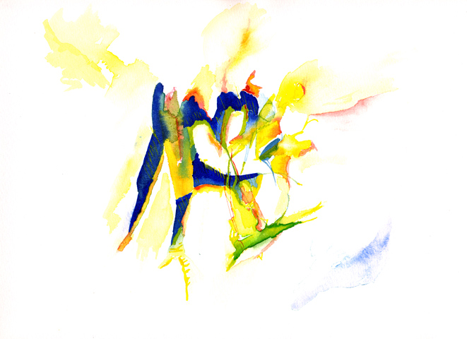 Kirsten K&ouml;tter: Site-specific painting, Malerei vor Ort, 1994, Aquarell, 24 &times; 32 cm