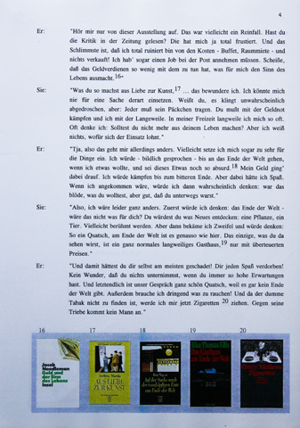 Kirsten K&ouml;tter: 'Liebst du mich?', Buch, 19 Seiten mit 100 Buchcovern, Audiovisuelle Performance mit Franz Klee und Christoph Kolb ('Dein Hackfleisch'), 1997