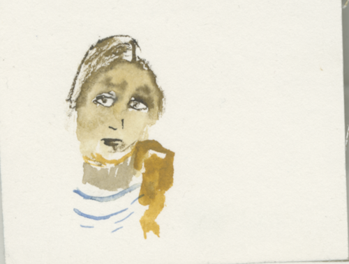 2022-02-21_vhs-4, sketch, watercolour, 5 &times; 5 cm (Kirsten Kötter)