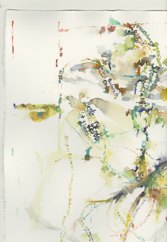 2020-11-23_familienausschuss-buerokratieabbau-ehrenamt, German Bundestag, Committee on Family, Senior Citizens, Women and Youth, 
  water colour, 65 x 50 cm, detail (Kirsten Kötter)